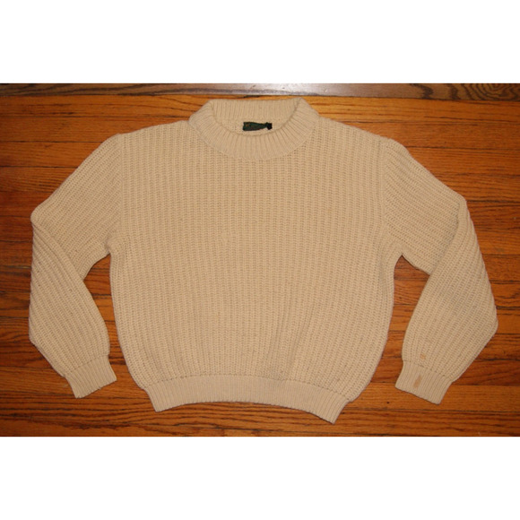 Vintage 60s 70s Alps Ski Meister Ivory Cable Knit Fisherman Sweater Mens Large - Picture 2 of 14
